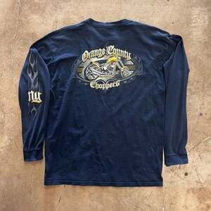 Vintage Orange County Choppers Long Sleeve Shirt Mens XL NY Flames Graphic Y2K